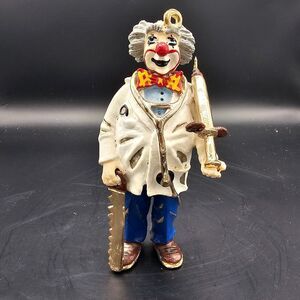 Vintage Ron Lee Clown Doctor Surgeon Metal Sculpture Syringe Saw Medical 1979